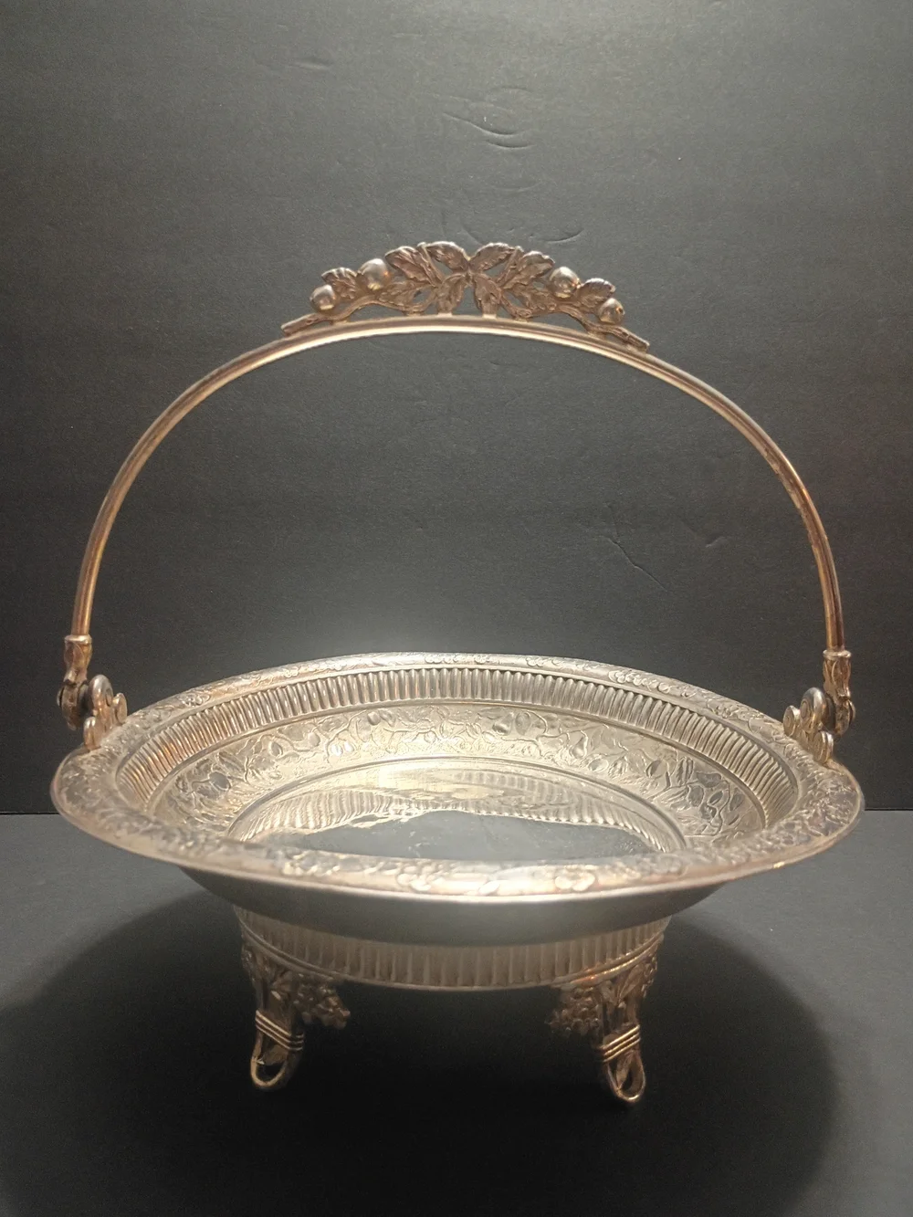 ACME Silver Co Victorian Era Bride Basket Quadruple Silver Stamped Wedding Gift